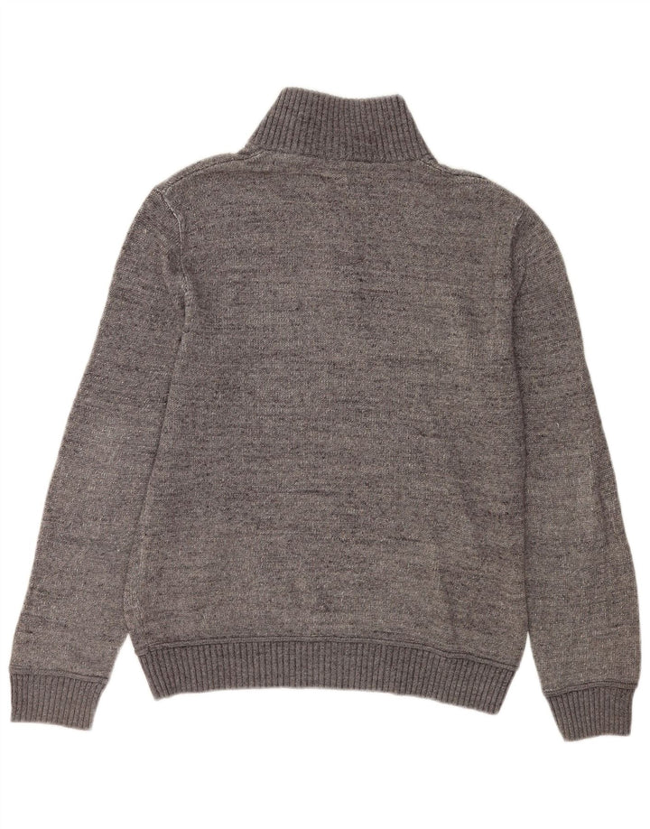 Gap Mens Button Neck Sweatshirt Jumper Medium Grey Flecked Cotton