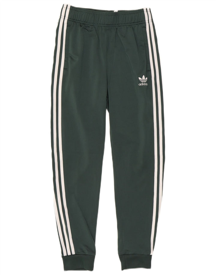 Adidas Boys Tracksuit Trousers Joggers 12-13 Years  Green Polyester