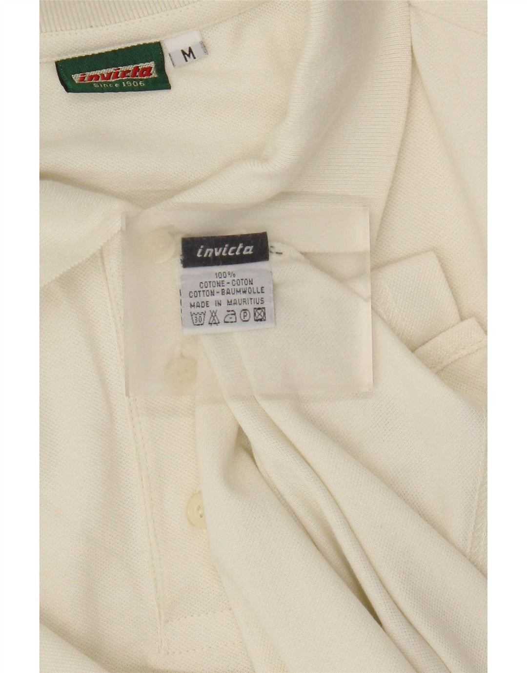Invicta Mens Long Sleeve Polo Shirt Medium Beige Cotton