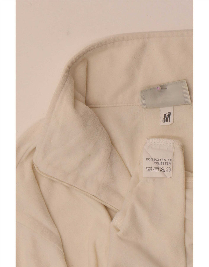 Asics Womens Zip Neck Fleece Jumper UK 14 Medium White Polyester