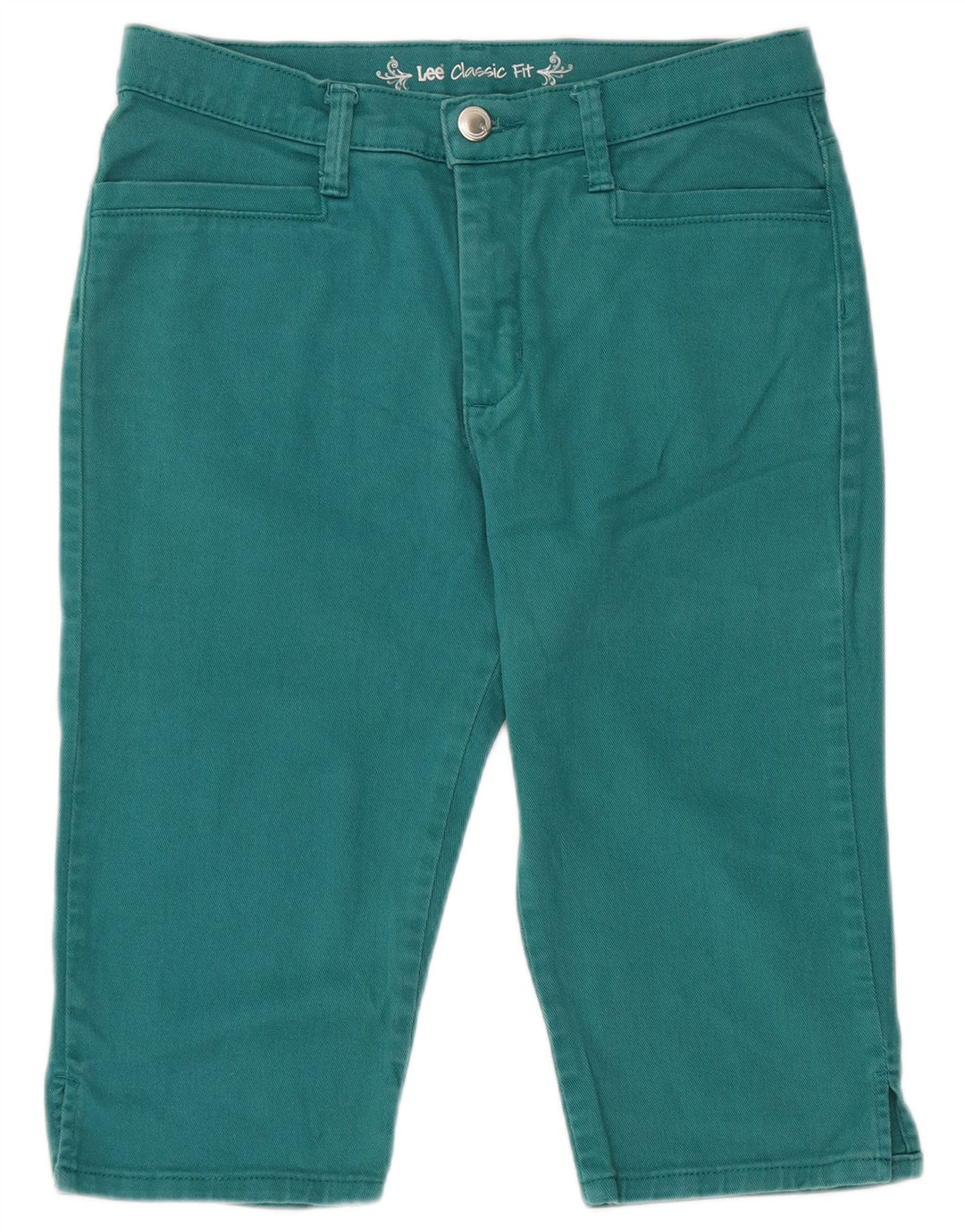 Lee Womens Classic Fit Denim Shorts US 8 Medium W30 Green Cotton