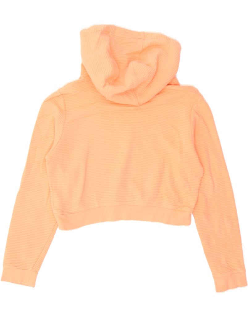 ADIDAS Womens Oversized Crop Hoodie Jumper UK 8 Small Orange Pinstripe Vintage Adidas and Second-Hand Adidas from Messina Hembry 