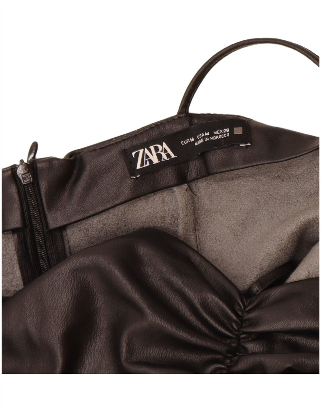 Zara Womens Faux Leather Bodycon Dress UK 12 Medium Black Polyurethane