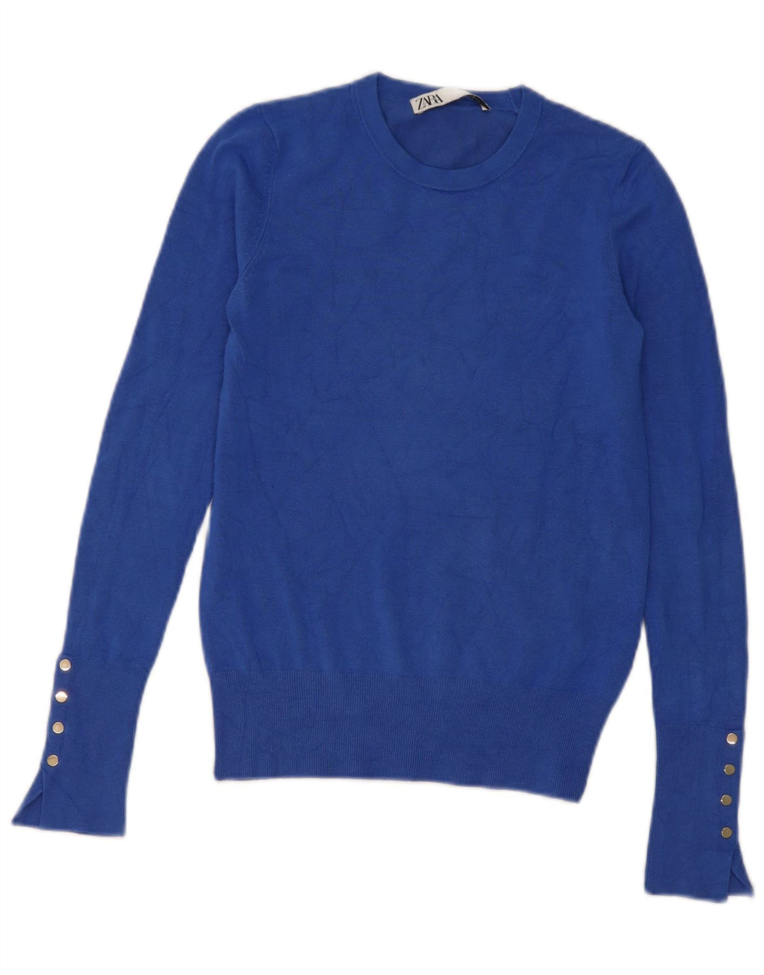 Zara Womens Crew Neck Jumper Sweater UK 10 Small Blue Viscose