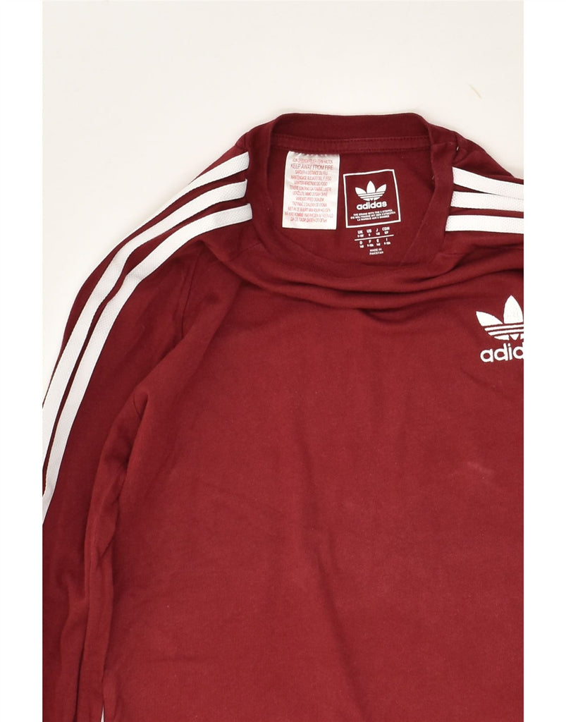 ADIDAS Boys Top Long Sleeve 9-10 Years Burgundy Cotton | Vintage Adidas | Thrift | Second-Hand Adidas | Used Clothing | Messina Hembry 