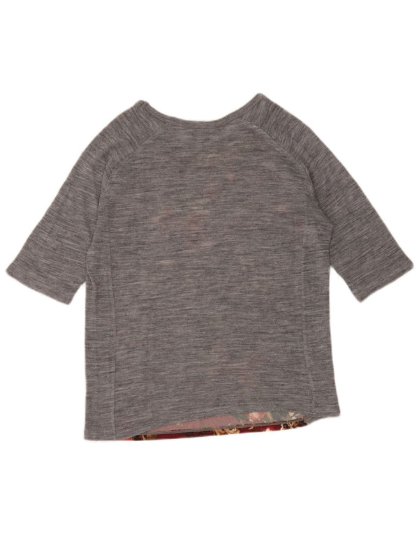 Zara Womens Trafaluc Top 3/4 Sleeve UK 12 Medium Grey Floral