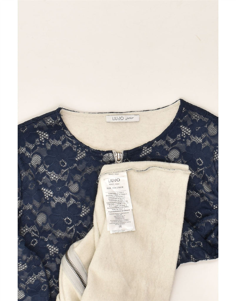 LIU JO Girls Cardigan Sweater 15-16 Years Navy Blue Floral Cotton | Vintage Liu Jo | Thrift | Second-Hand Liu Jo | Used Clothing | Messina Hembry 