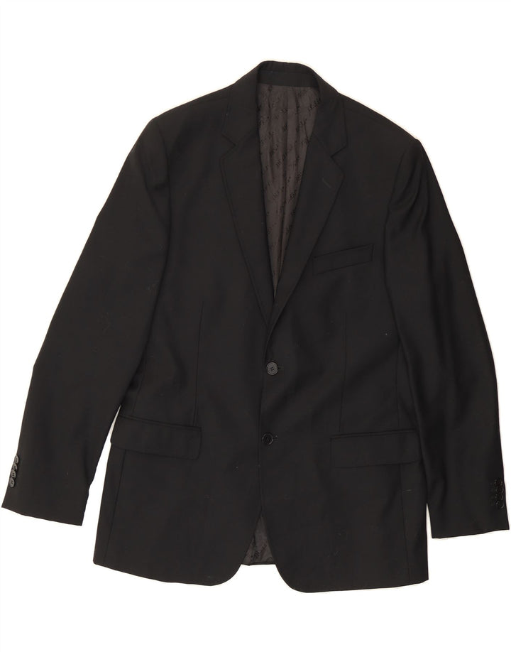 FERRE Mens 2 Button Blazer Jacket IT 54 2XL Black Wool Vintage Ferre and Second-Hand Ferre from Messina Hembry 
