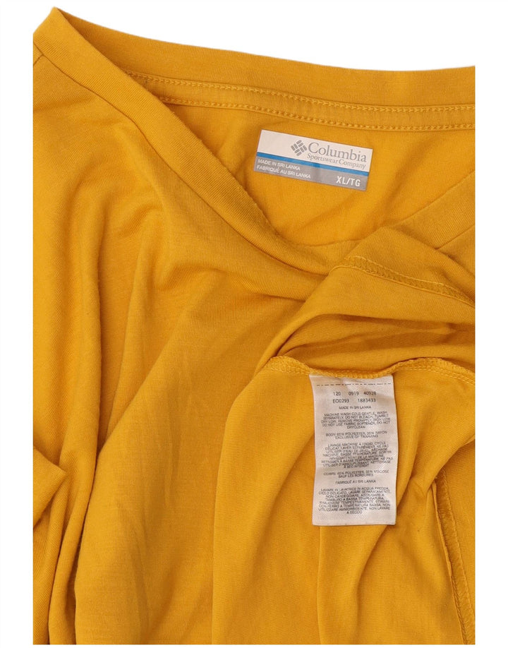Columbia Mens Graphic T-Shirt Top XL Yellow Polyester