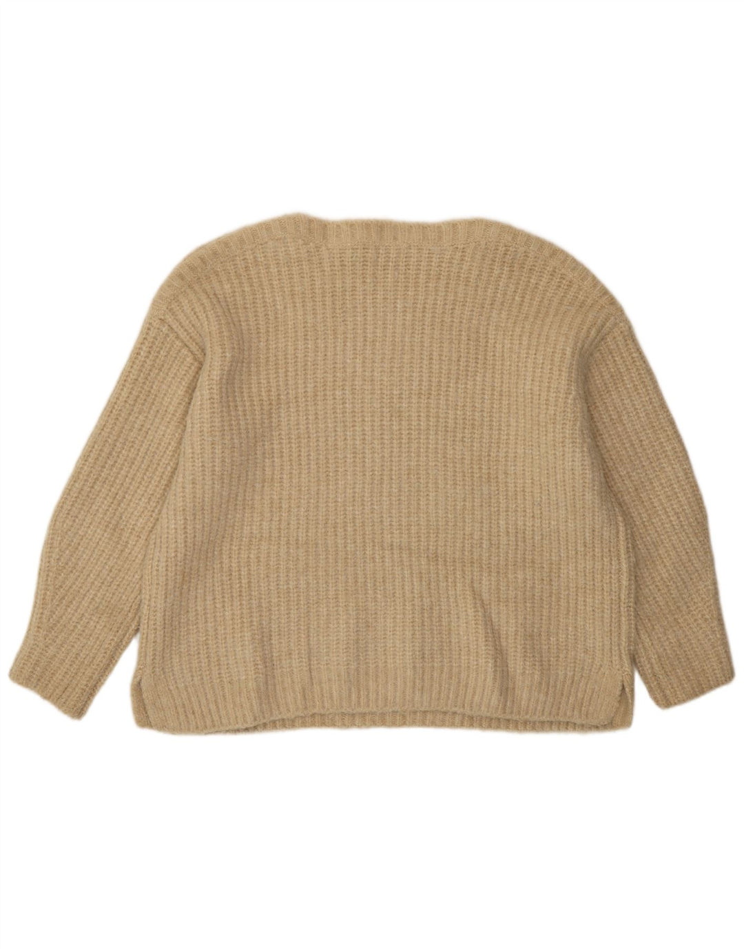 Zara Womens Oversized Boat Neck Jumper Sweater UK 14 Medium Beige Polyester