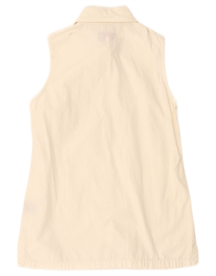 Invicta Womens Sleeveless Shirt UK 12 Medium White Cotton