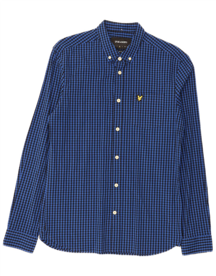 Lyle & Scott Mens Slim Fit Shirt Medium Blue Gingham Cotton