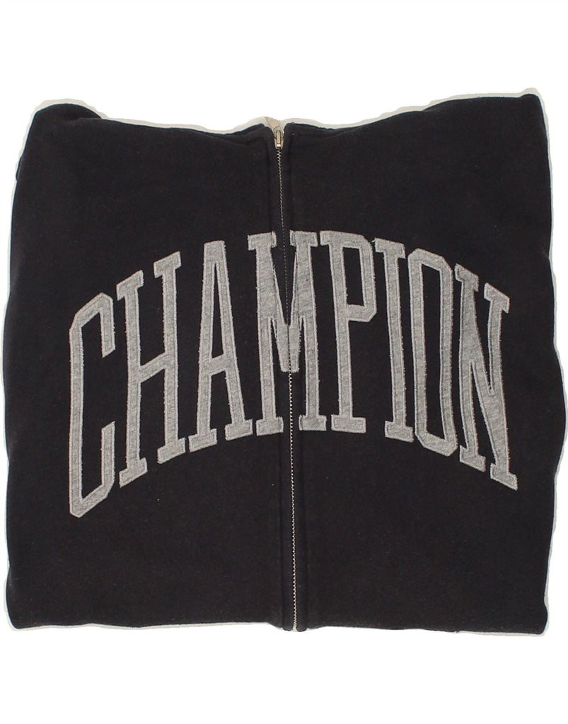 CHAMPION Mens Graphic Zip Hoodie Sweater XL Navy Blue Cotton | Vintage Champion | Thrift | Second-Hand Champion | Used Clothing | Messina Hembry 