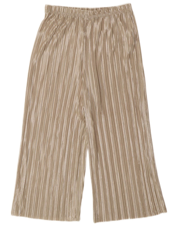 Topshop Womens Wide Leg Cropped Trousers UK 10 Small W26 L23 Beige Striped