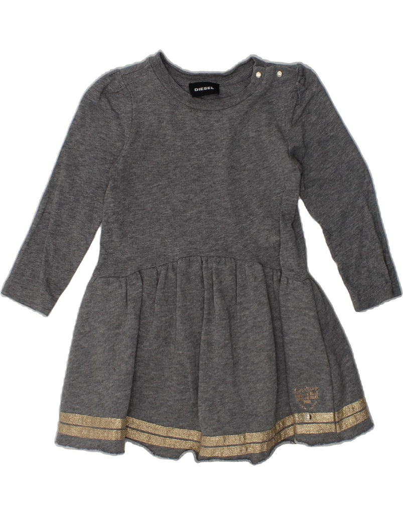 DIESEL Baby Girls Long Sleeve Jumper Dress 12-18 Months Grey Cotton | Vintage Diesel | Thrift | Second-Hand Diesel | Used Clothing | Messina Hembry 