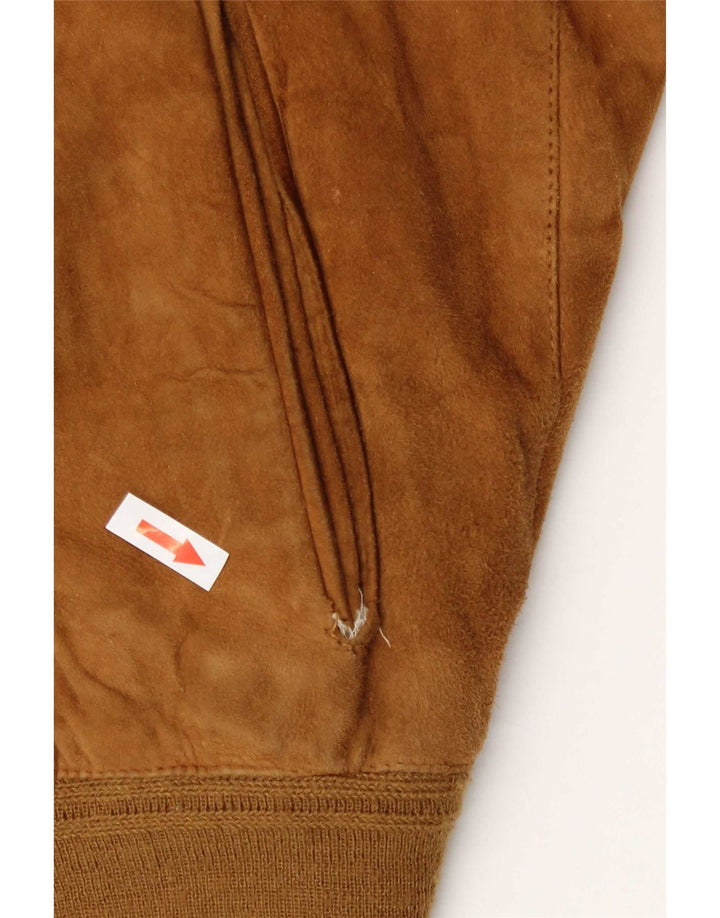 Vintage Mens Suede Bomber Jacket IT 50 Medium Beige Leather