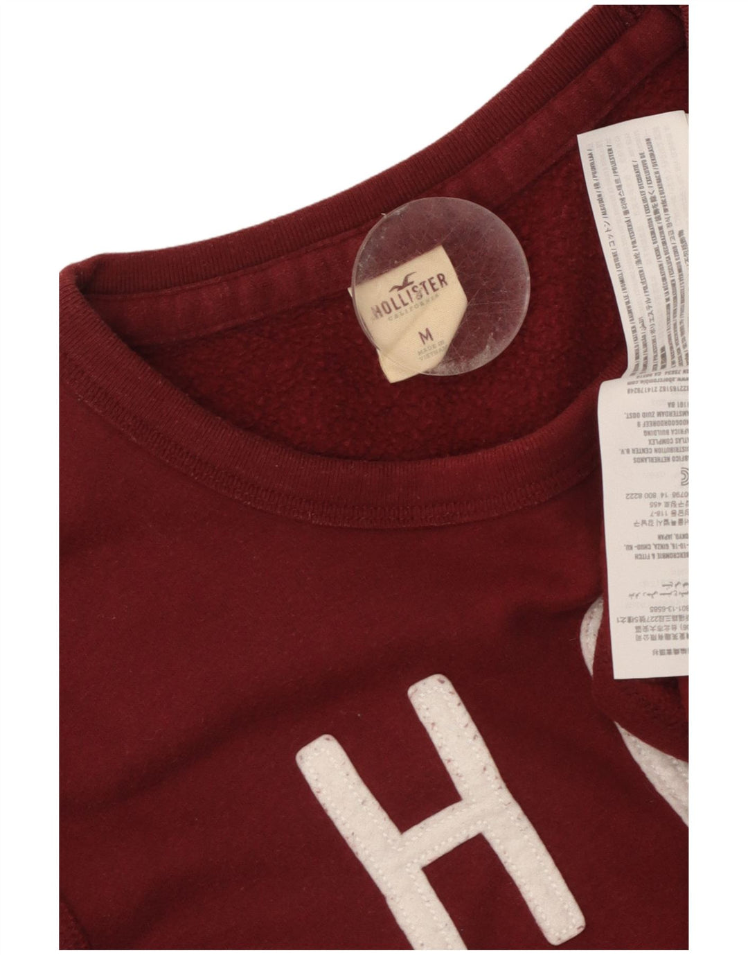 HOLLISTER Mens Graphic Sweatshirt Jumper Medium Maroon Cotton