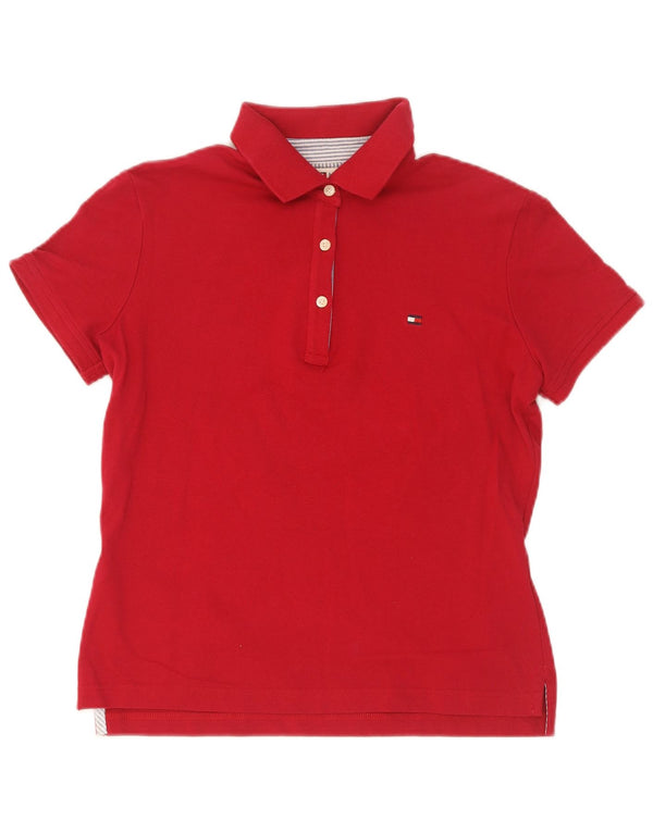 Tommy Hilfiger Womens Polo Shirt UK 10 Small Red Cotton