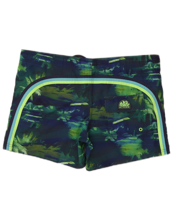 Sundek Mens Swimming Shorts Medium Navy Blue Colourblock Polyester Hawaiian