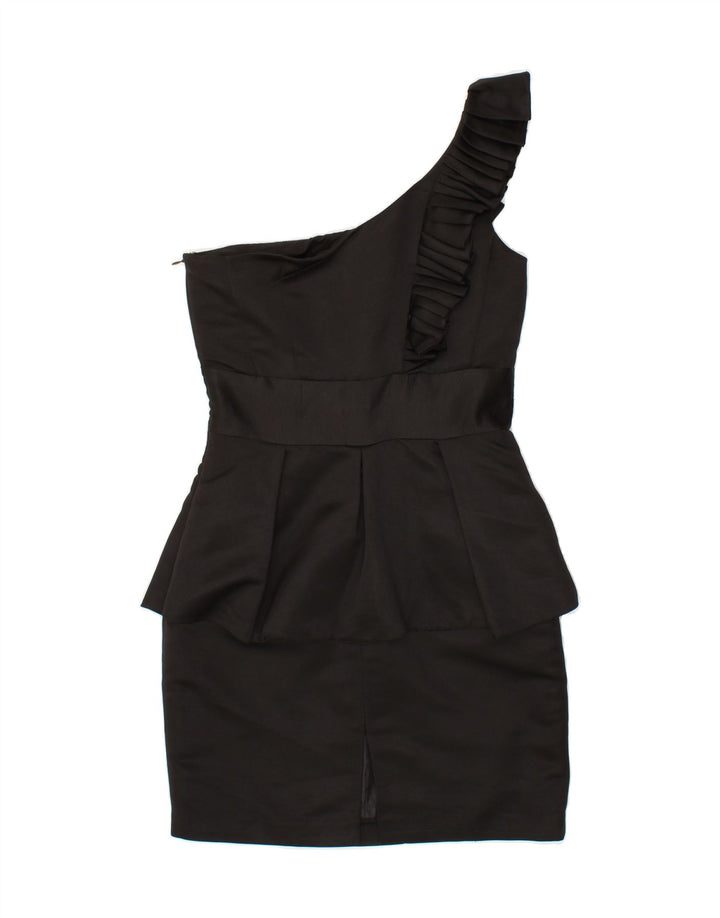 WAREHOUSE Womens One Shoulder Ruffle Peplum Dress UK 10 Small  Black Vintage Warehouse and Second-Hand Warehouse from Messina Hembry 