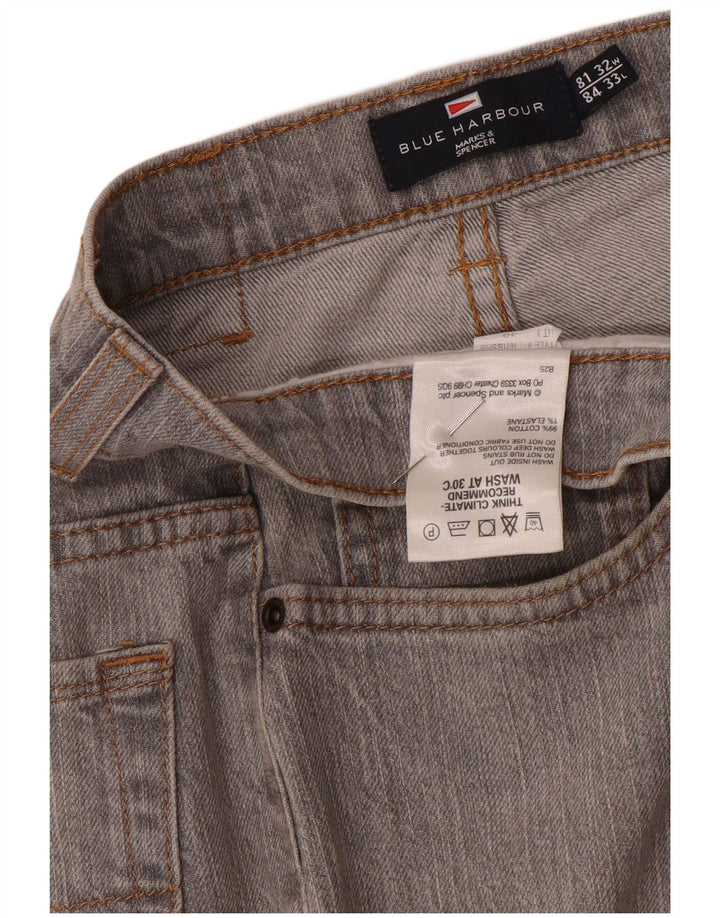 Marks & Spencer Mens Blue Harbour Straight Jeans W32 L30 Grey Cotton