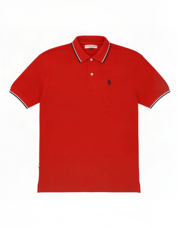 U.S. Polo Assn. Mens Polo Shirt Small Red Spotted Cotton