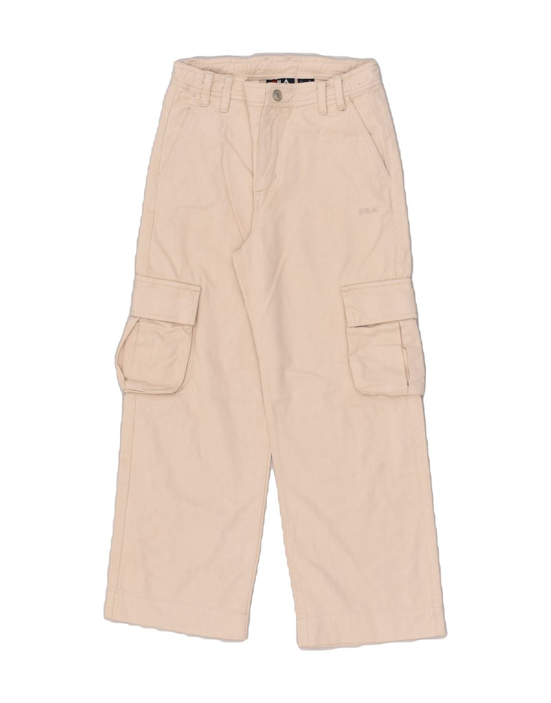 FILA Boys Wide Leg Cargo Trousers 6-7 Years W26 L24 Beige Cotton | Vintage Fila | Thrift | Second-Hand Fila | Used Clothing | Messina Hembry 