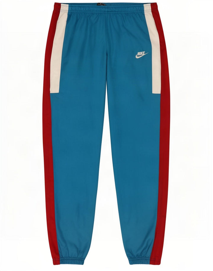 Nike Mens Tracksuit Trousers Joggers Small Blue Colourblock Polyester