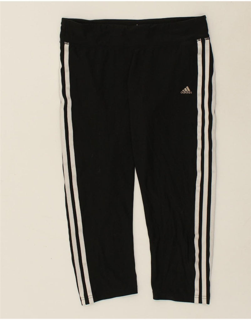 ADIDAS Womens Capri Leggings UK 12/14 Medium Black Polyester | Vintage Adidas | Thrift | Second-Hand Adidas | Used Clothing | Messina Hembry 