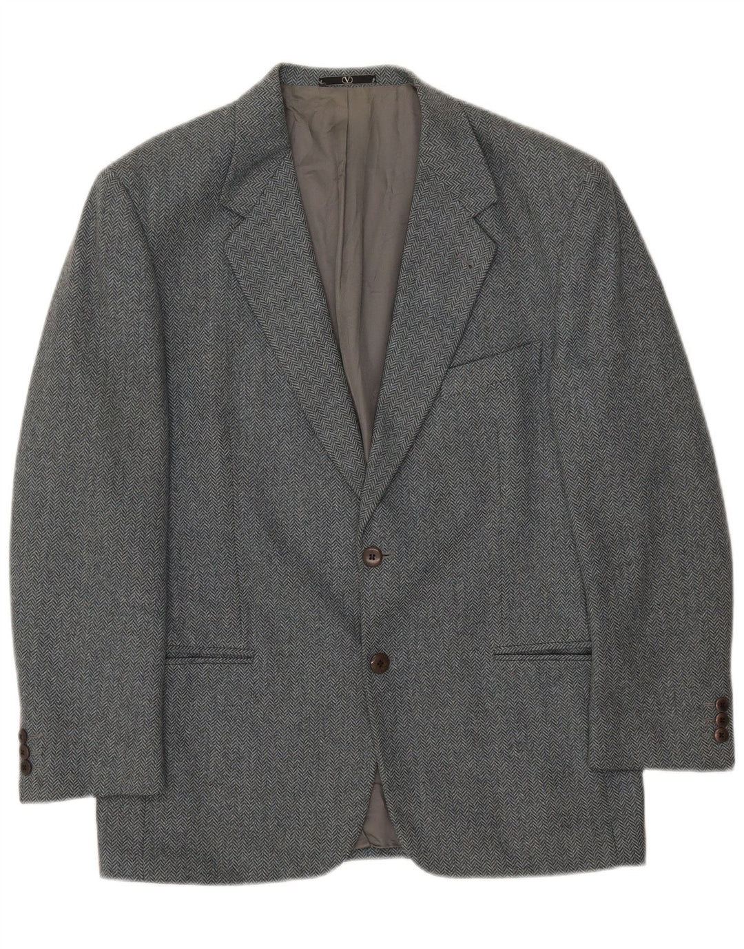 Valentino Mens 2 Button Blazer Jacket IT 50 Large Grey Herringbone Wool