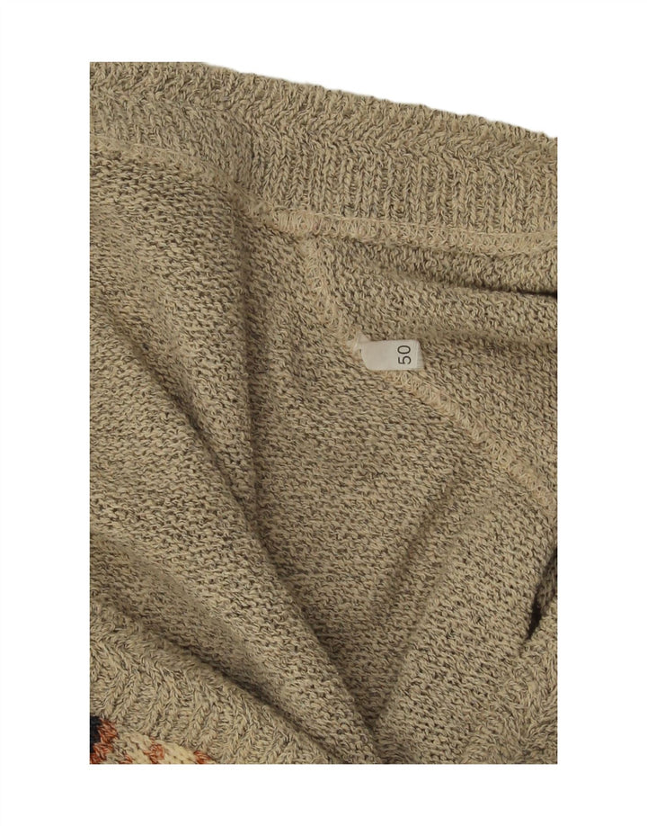 Vintage Mens Cardigan Sweater IT 50 Medium Grey Geometric