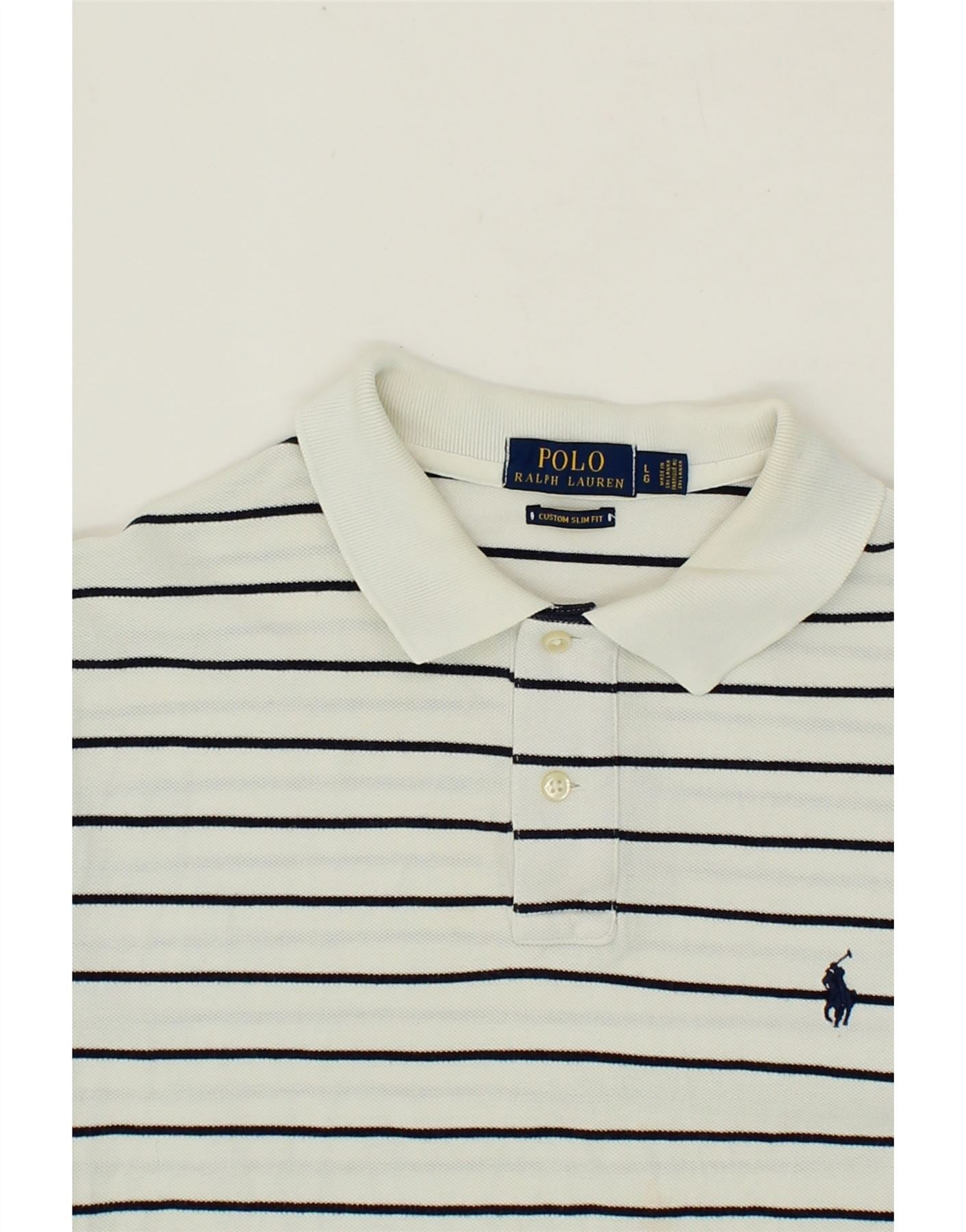 Ralph lauren black and white striped polo shirt best sale