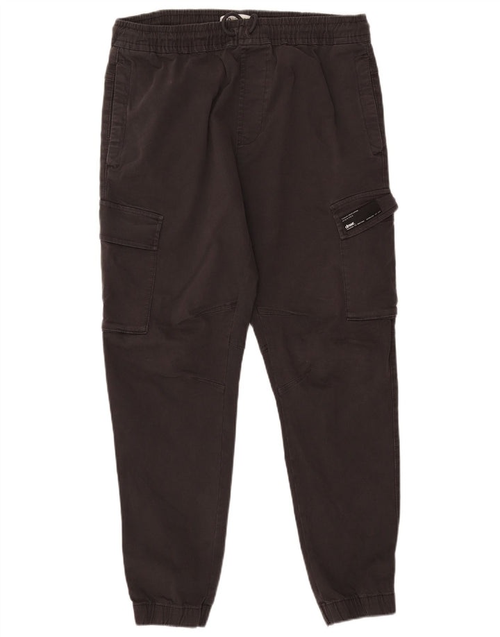 Zara Mens Joggers Cargo Trousers EU 42 Large W32 L28 Black Cotton