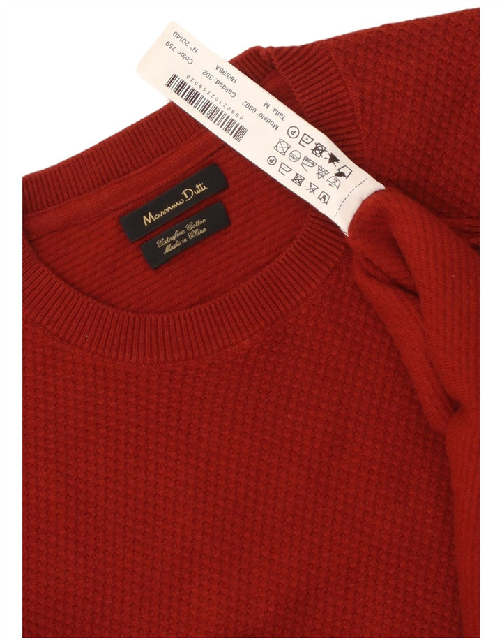 Massimo Dutti Mens Crew Neck Jumper Sweater Medium Burgundy Cotton