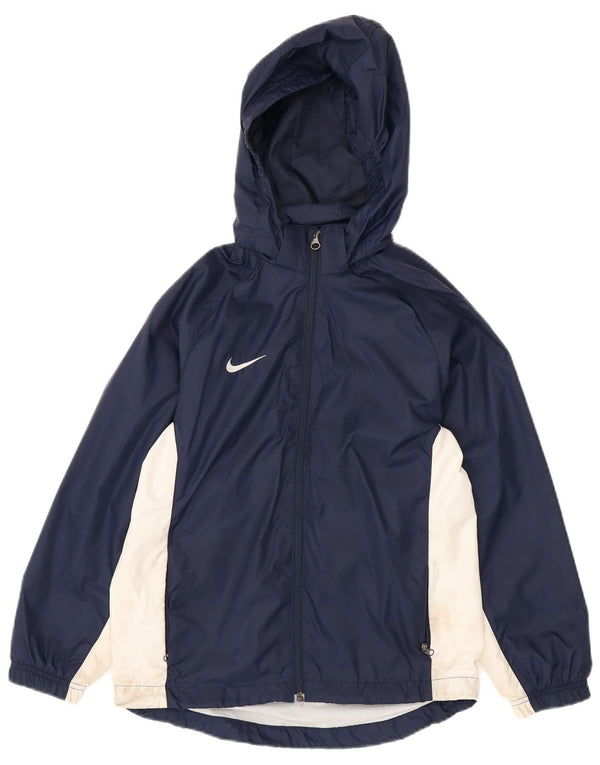 Nike Boys Hooded Tracksuit Top Jacket 10-11 Years Navy Blue Colourblock