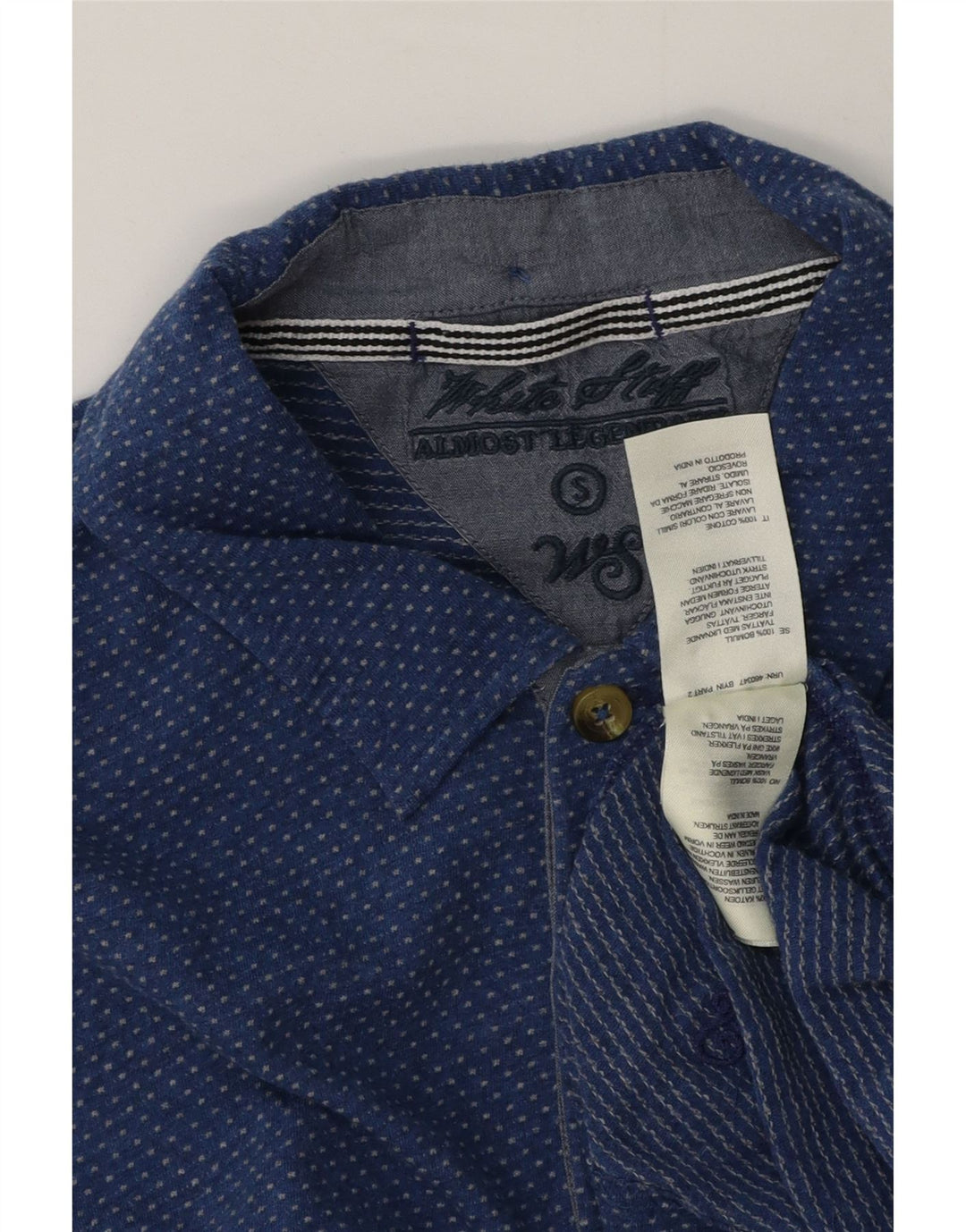 White Stuff Mens Polo Shirt Small Blue Spotted Cotton