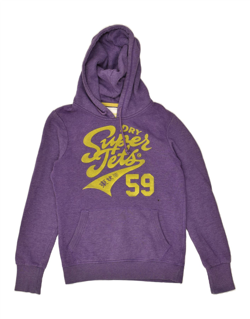 SUPERDRY Womens Graphic Hoodie Jumper UK 12 Medium Purple Cotton | Vintage Superdry | Thrift | Second-Hand Superdry | Used Clothing | Messina Hembry 