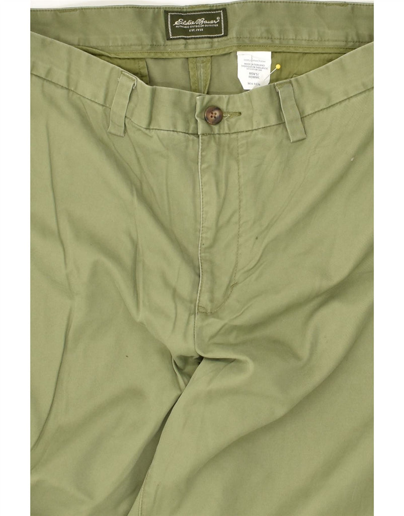 EDDIE BAUER Mens Straight Chino Trousers W36 L34 Green Cotton | Vintage Eddie Bauer | Thrift | Second-Hand Eddie Bauer | Used Clothing | Messina Hembry 