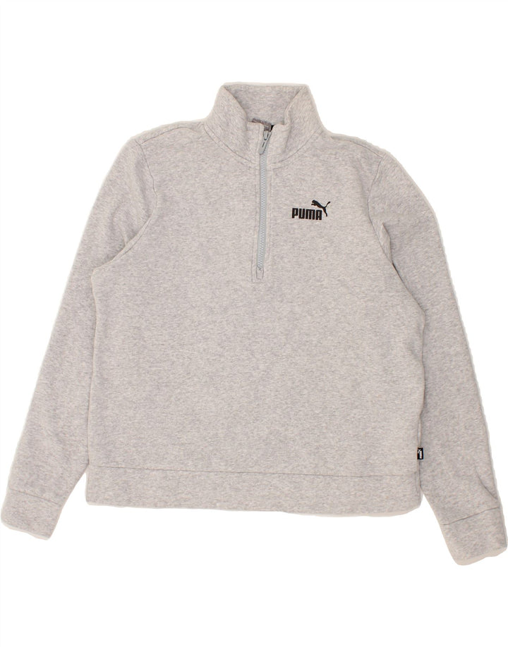 PUMA Womens Zip Neck Sweatshirt Jumper UK 16 Large Grey Cotton Vintage Puma and Second-Hand Puma from Messina Hembry 