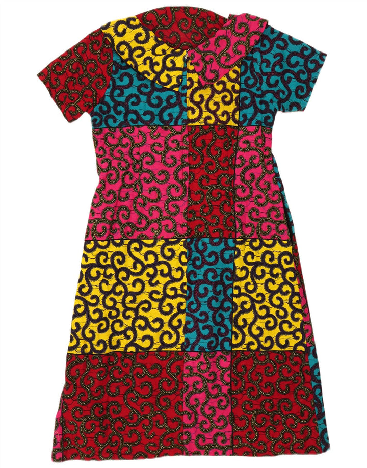 Vintage Womens A-Line Dress UK 14 Medium Multicoloured Colourblock