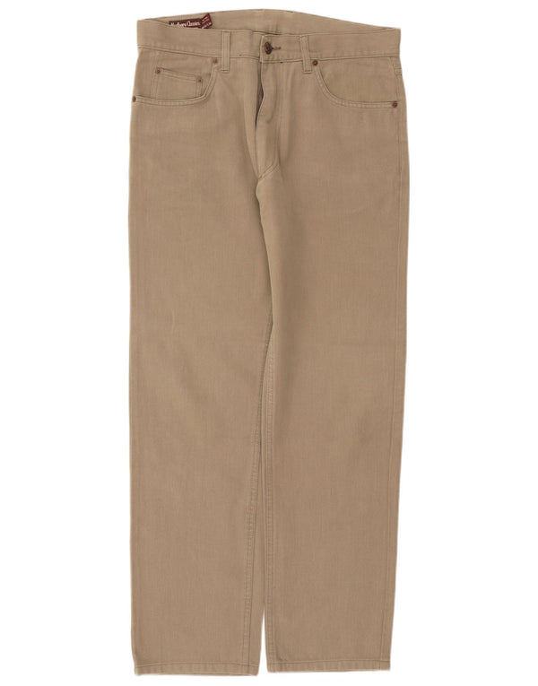 Marlboro Classics Mens Straight Casual Trousers W33 L30 Beige Cotton