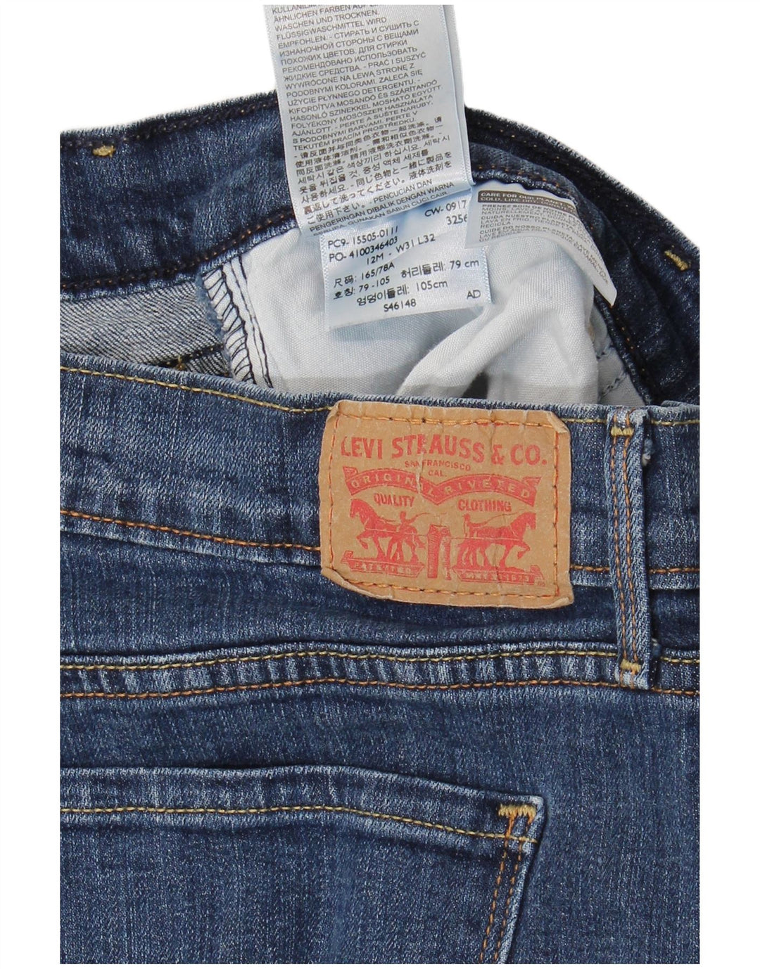 Levi's Womens 505 Straight Jeans W31 L32 Blue Cotton