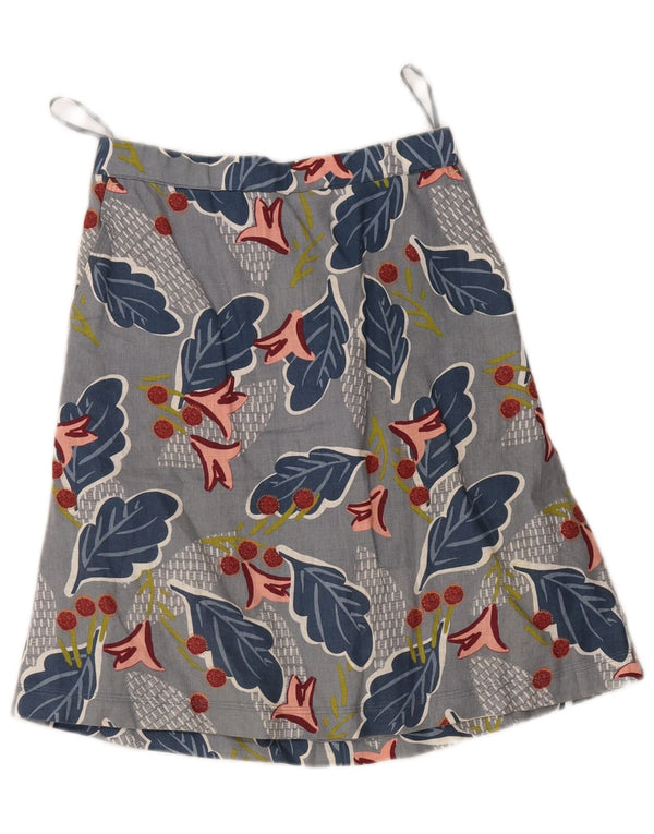 White Stuff Womens A-Line Skirt UK 8 Small W28 Grey Floral Linen