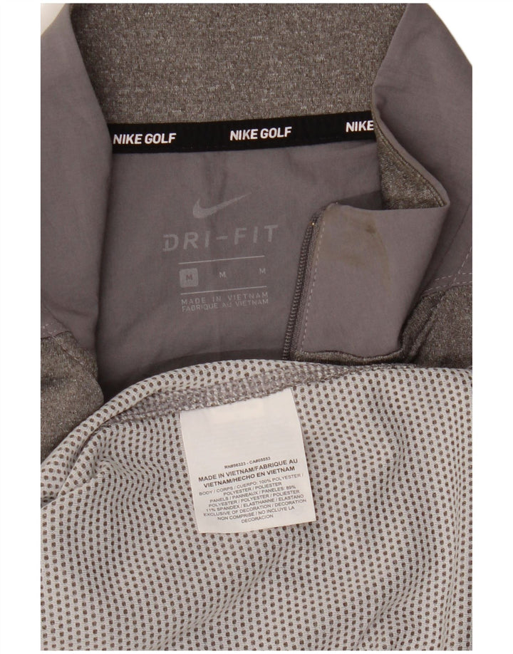 Nike Mens Dri Fit Graphic Zip Neck Pullover Tracksuit Top Medium Grey