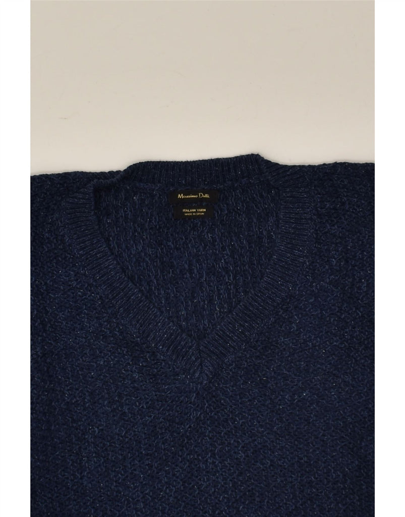 MASSIMO DUTTI Womens V-Neck Jumper Sweater UK 10 Small Navy Blue | Vintage Massimo Dutti | Thrift | Second-Hand Massimo Dutti | Used Clothing | Messina Hembry 