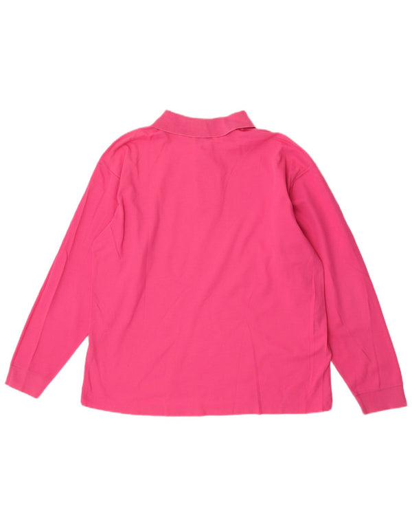 Conte of Florence Mens Long Sleeve Polo Shirt IT 50 Medium Pink Cotton