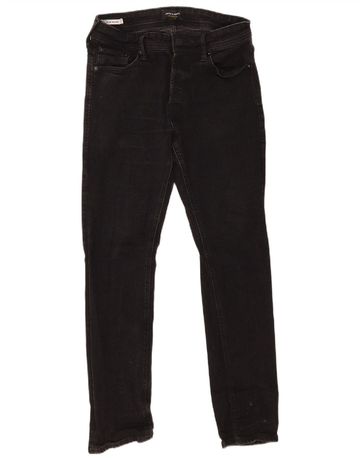 Jack & Jones Mens GLENN Slim Jeans W30 L30 Black Cotton