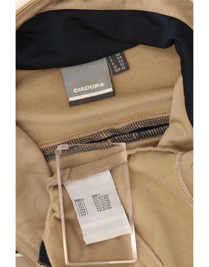 Diadora Mens Tracksuit Top Jacket UK 42 Large Beige Colourblock Polyester