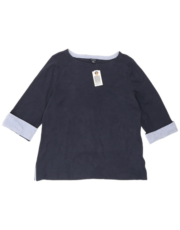 Nautica Womens Top 3/4 Sleeve UK 20 2XL Navy Blue Colourblock Cotton