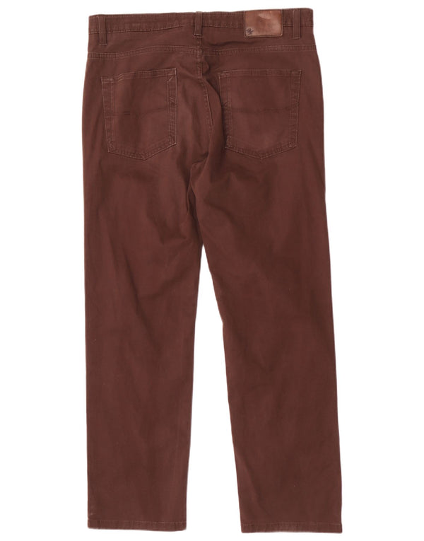 Marks & Spencer Mens Blue Harbour Tapered Casual Trousers W34 L29 Brown